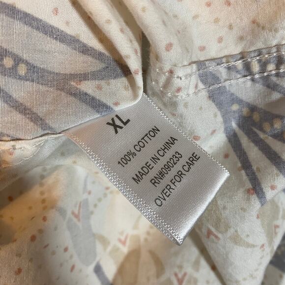 PacSun Men's White Floral Grey Short Sleeve Button Down Shirt Sz XL - Picture 6 of 7